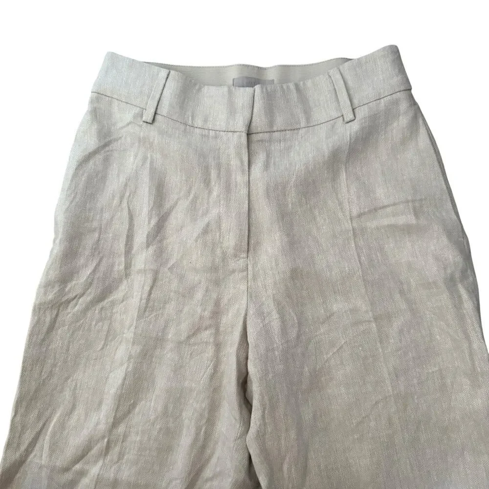 H&M Linen Blend Casual Straight Leg Old‎ Money Basic Office Wear Women Pants